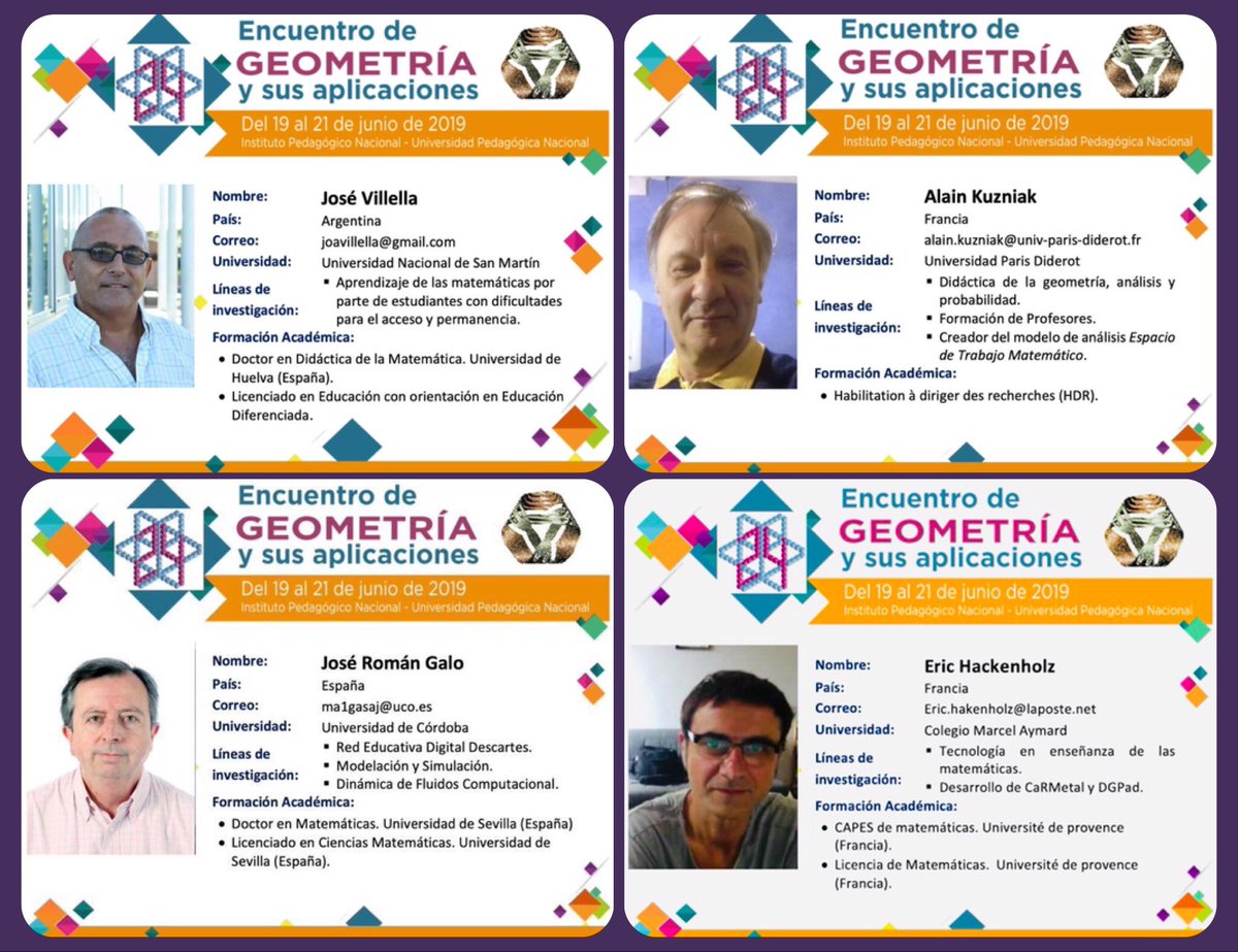 EncuentroGeom's tweet photo. ❗️Nuestros invitados internacionales❗️
👥🇫🇷👤🇦🇷👤🇪🇸 #24EGA
@comunidadUPN @Escuelaing @udistrital https://t.co/C5cII9aH2b