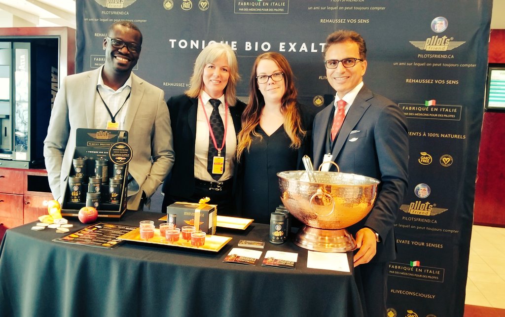 PilotsFriendCa's tweet photo. When we serve our tonic to the travellers to help them combat fatigue &amp; jetlag and gain mental clarity and they see the effect immediately it's the best reward we can expect. Thanks everyone @AirCanada Maple Leaf Lounge @yulaeroport. A tonic on the ground, a tonic in the sky. https://t.co/dj4dA6KjkW