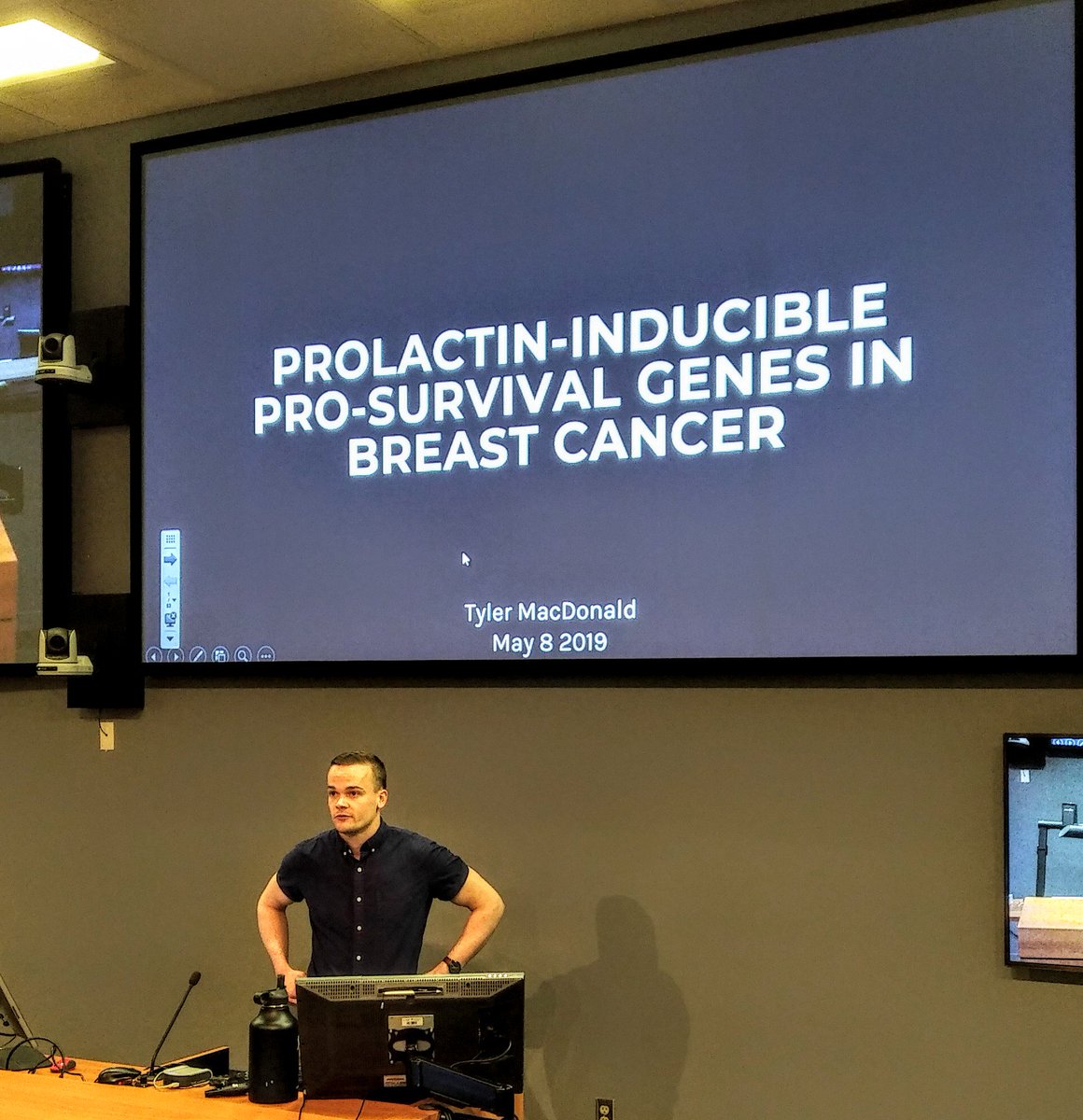 pmarignani's tweet photo. Up next Tyler MacDonald presenting his MSc thesis research in the #TooLab. Way to go Tyler @DalhousieU @DalMedSchool @DalScience @DalhousieILI #breastcancer #sciencesaves https://t.co/nDDcy43urY