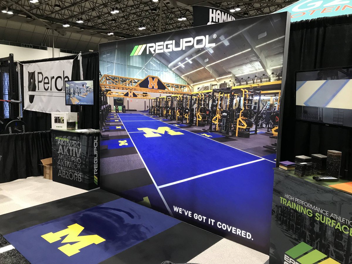 RegupolAmerica's tweet photo. Swing by booth #816 at the #CSCCa19 National Conference to learn how Regupol high-performance athletic flooring can improve your facility...and grab a FREE shirt! https://t.co/KDtUwbBMtu