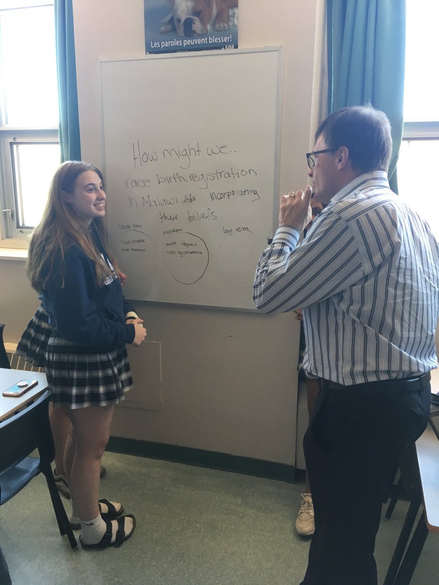 MHoweOCSB's tweet image. World Issues students brainstorming for their “Global Solutions” project with ⁦@conklin13⁩ - what a great #learningpartnership #ocsbDL ⁦@ImmaculataOCSB⁩