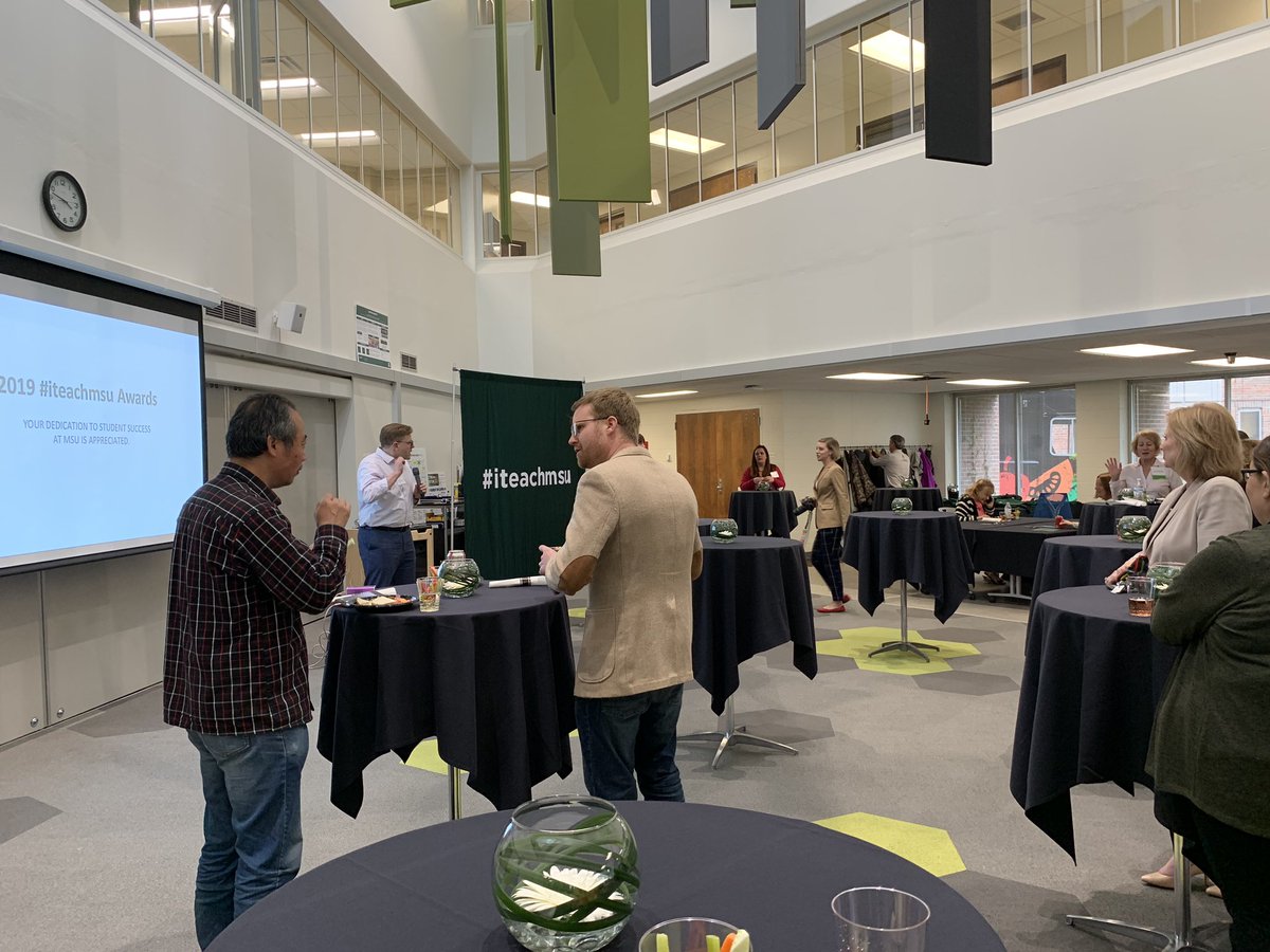 elouson's tweet photo. The @MSUHub has been transformed into a swanky reception for the 2019 #iteachMSU awards honoring @michiganstateu educators’ outstanding contributions to teaching and #learningatState https://t.co/FOOqIRdSax