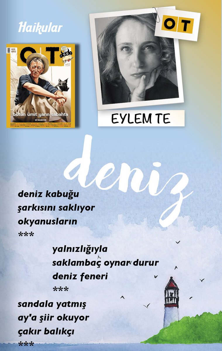 otdergi's tweet photo. yalnızlığıyla
saklambaç oynar durur
deniz feneri
#Haikular #EylemTe
#OTdergi #Mayıs https://t.co/ZO7p3ucgbU