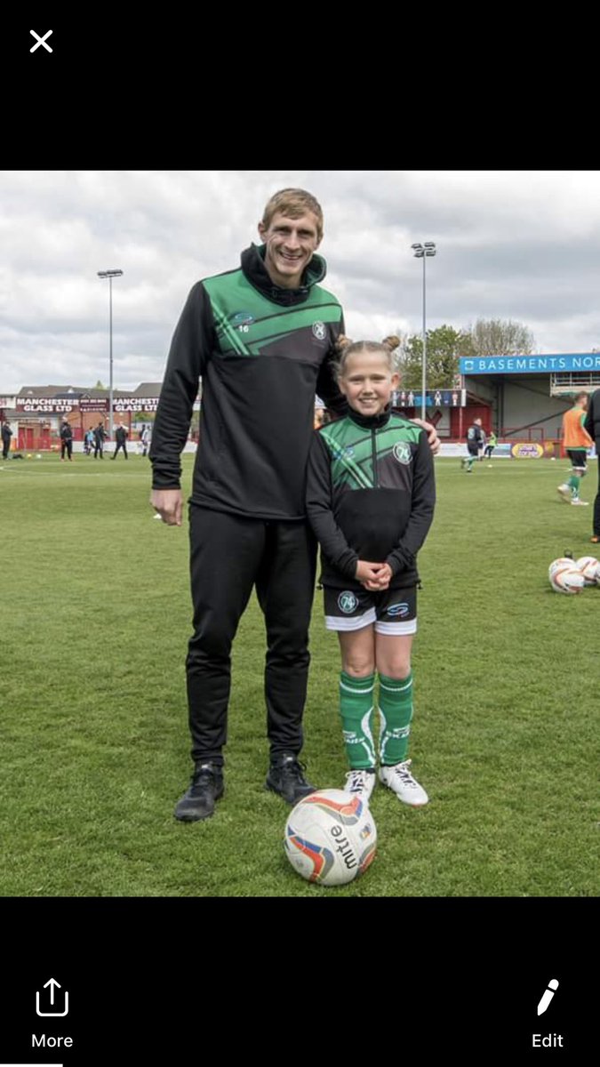 wayneg4's tweet photo. @1874Northwich @Joa1210 @VickiEngland74 Beaming smile from Alice pre match as she poses with @Markj0386 #minigreen #Sheis74 #Youreds https://t.co/Fz0qZK5bbp