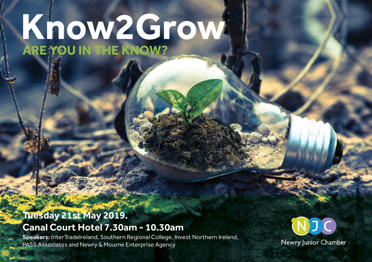 NJC's Spring Business Event 'Know2Grow'.
Superb line up of speakers advising on funding and support opportunities. If you would like to develop your business...it's a no brainer!
<a href="/Inter_Trade/">InterTradeIreland</a> <a href="/InvestNI/">Invest NI</a> <a href="/BusinessSRC/">Business Support</a> <a href="/NMEA_WIN_NEWRY/">Newry and Mourne Co-Operative & Enterprise Agency</a> Pass Associates

Tickets@ bit.ly/2PT71lM