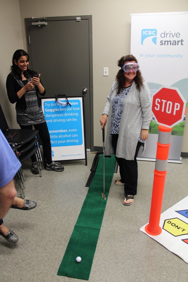 icbc's tweet photo. Polar Express Transportation Services invited us to participate at the North American Occupational Healthy & Safety event. Staff got to experience the effects of distracted and impaired driving through our fatal vision goggles & distracted walking course. Thanks for having us! https://t.co/j3G6EmnIW6