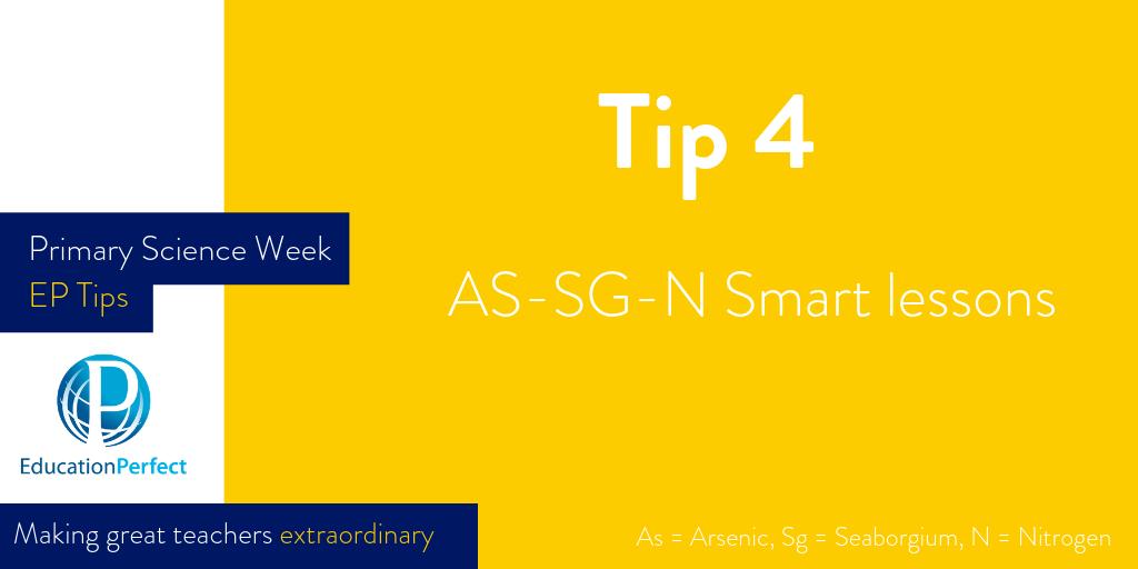 epforlearning's tweet image. Tip #4 for New Zealand Primary Science Week!

Assign Smart lessons covering Elements and the Periodic Table to assist students with learning the content: help.educationperfect.com/article/69-how…

#EducationPerfect #PrimaryScienceWeek2019 #EPTips