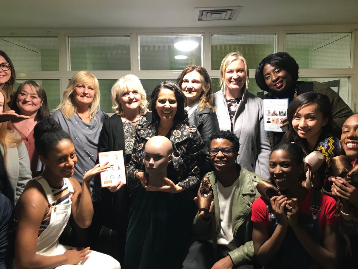 CancerHair's tweet photo. #OneHead ...Head to toe, like minds met last night with the inspiring @originalballetblack dancers back stage after their stunning show @BalletBlack to discus our #OneHead campaign to ask every hospital to have one mannequin head of colour https://t.co/nLFh0q0AUD