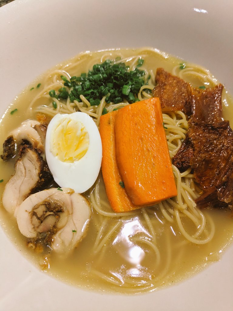 Chef_Keeks's tweet photo. Played around with some ramen recipes today... It wasn't perfect... Much to fix .. but this is what I captured ... The eggs aren't soft boiled cos the person I was serving didn't want them that way... Hope this gets u amped for Saturday. #SlurpySaturday 🍜 https://t.co/E6byhAPTv5