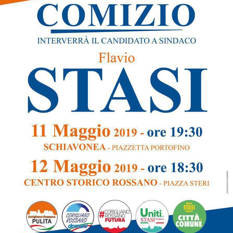 CivicaPer's tweet photo. Vi aspettiamo ai comizi del prossimo week end...#flaviostasisindaco #coriglianorossanofutura #coriglianorossanodomani #unitiperflaviostasi #cittaincomune #coriglianorossanopulita #coraggio #manilibere #competenza https://t.co/z7hI37FPtF