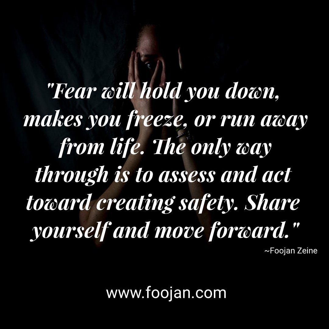 DrZeine's tweet image. #WellnessWednesday - Fear will hold you down, makes you freeze, run away from life. The only way through is to assess &amp;amp; act toward creating safety. Share yourself &amp;amp; move forward.
#fear #fearresponse #creatingsafety #shareyourself #moveforward #mentalhealthquotes #drfoojanzeine