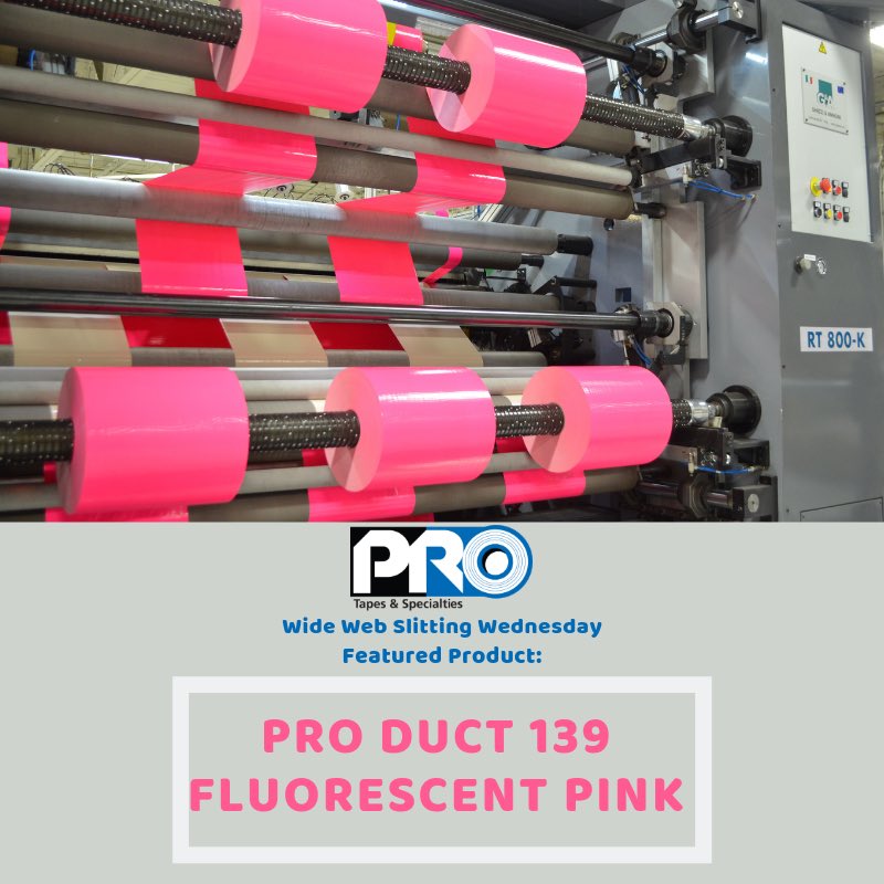 ProTapes's tweet photo. Wide Web Slitting Wednesday! Today We Are Featuring Pro Duct 139 Fluorescent Pink Being Converted On Our G&A RT 800-K. Look At How Perfect These Rolls Are!๐คค#protapes #widewebslitting #wideweb #tapeconverting #tapeconverter #solutions #simplythebest #converting #fluorescenttape https://t.co/R9Y0LTkIKe