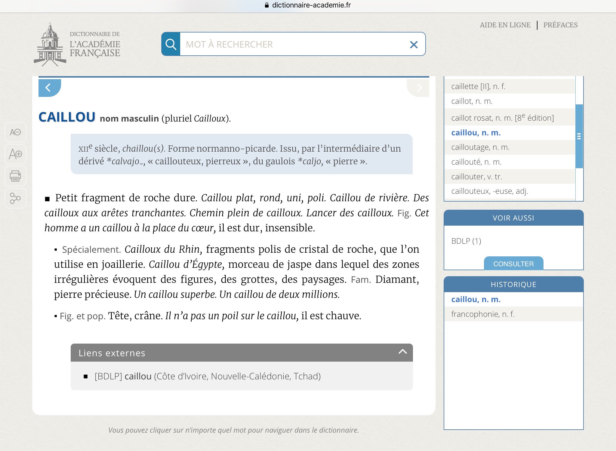 cailloutage 6 lettres
