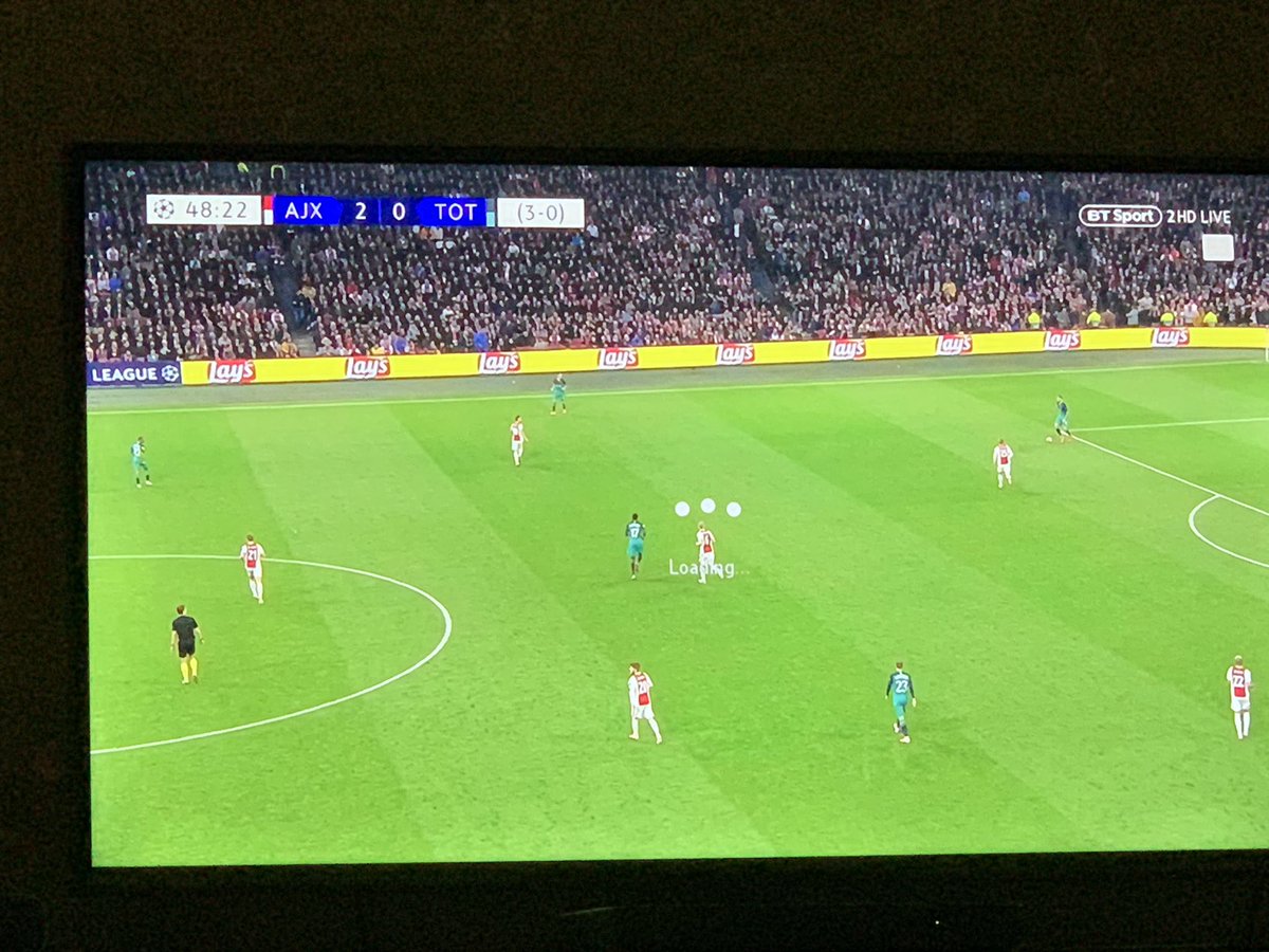 Karlthelord's tweet photo. The @btsport app on the TV is terrible!!!!! The 2nd half kicked off ages ago. I haven’t got 5 mins in yet! #buffering #terribleapp #btsport https://t.co/As6yrwsujh