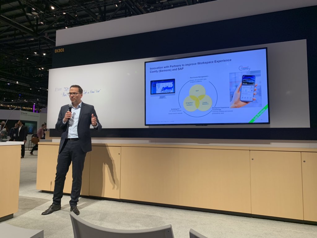 Great presentation of Cloud 4 RealEstate bei Marco Hofmann <a href="/SAP/">SAP</a>. Great UX providing simple and deep insights into your RealEstate and together with @comfyapp and @enlightedinc true E2E insights. 

<a href="/Marco_hofm/">Marco Hofmann</a> @SAPPHIRENOW <a href="/imthesdh/">Stephen Dwsn-Hggrty</a> <a href="/StefanSchwab1/">Stefan Schwab</a>