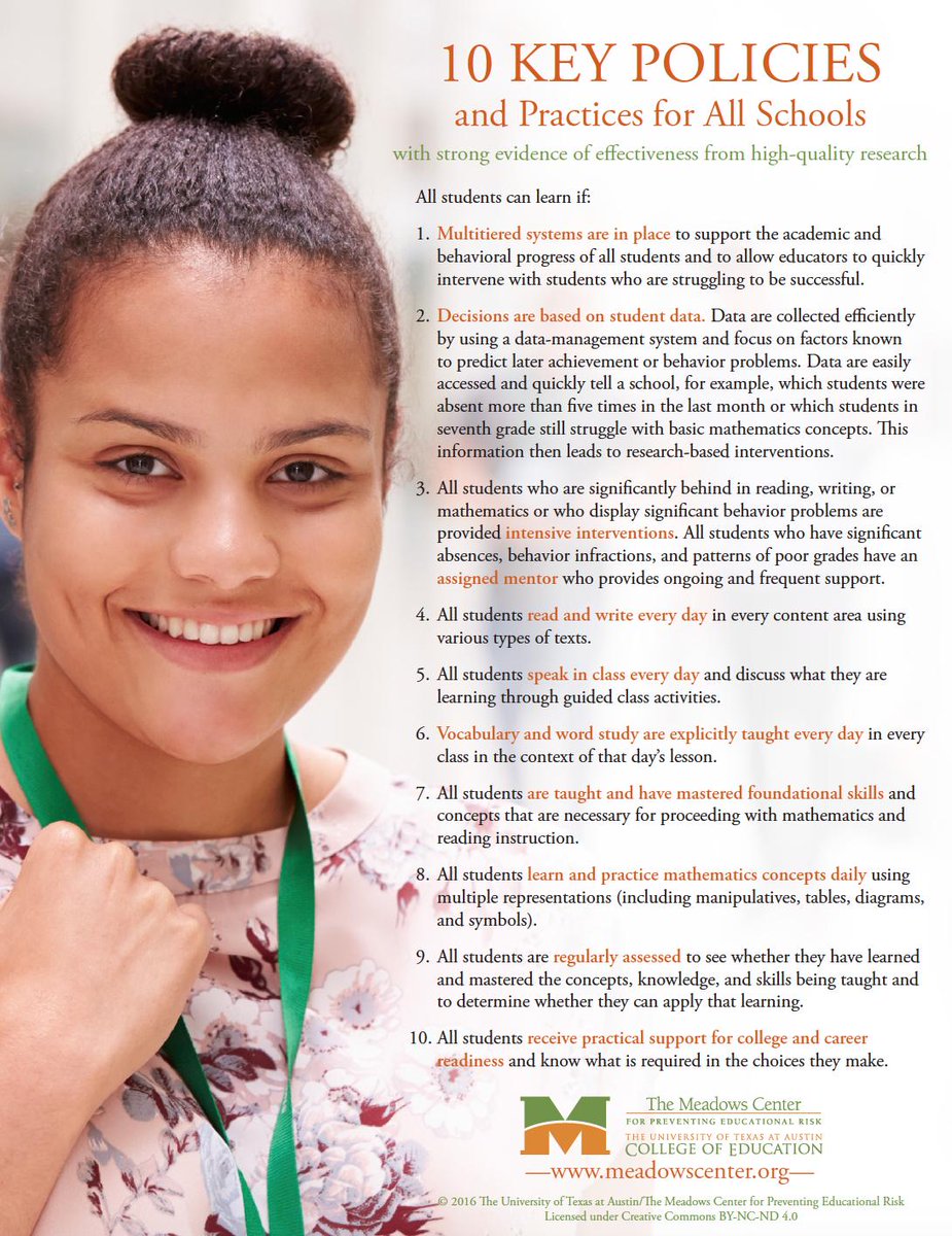 This one-pager distills the latest research findings into 10 easy-to-follow recommendations that states and school districts can use to create policy and improve student outcomes.

meadowscenter.org/library/resour…