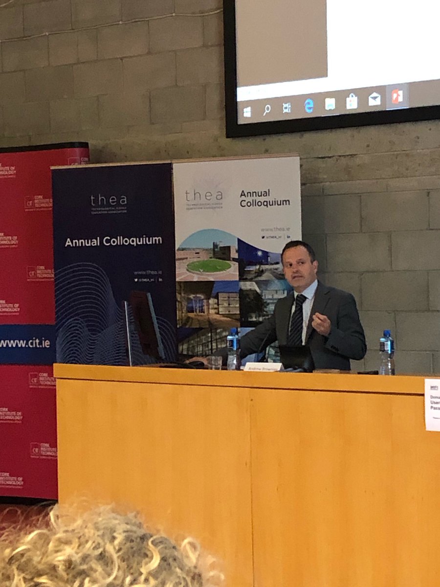 QQI_connect's tweet photo. Here's @andrewbrownlee7 of @SOLASFET giving the FET perspective at today’s @THEA_Irl Colloquium #FutureHE https://t.co/0Miai0AryR