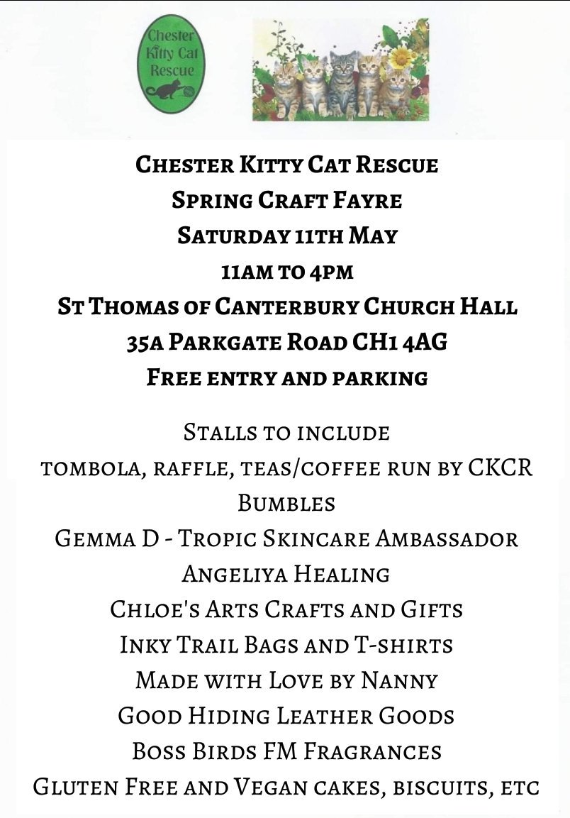 Wondering what to do this weekend? Why not pop in to our craft fayre for a spot of shopping and some cake? #chestertweets <a href="/chestersu/">Chester SU</a> <a href="/GardenQuarter/">The Garden Quarter</a> <a href="/standardchester/">Chester Standard</a> <a href="/CheshireLive/">Cheshire Live</a>