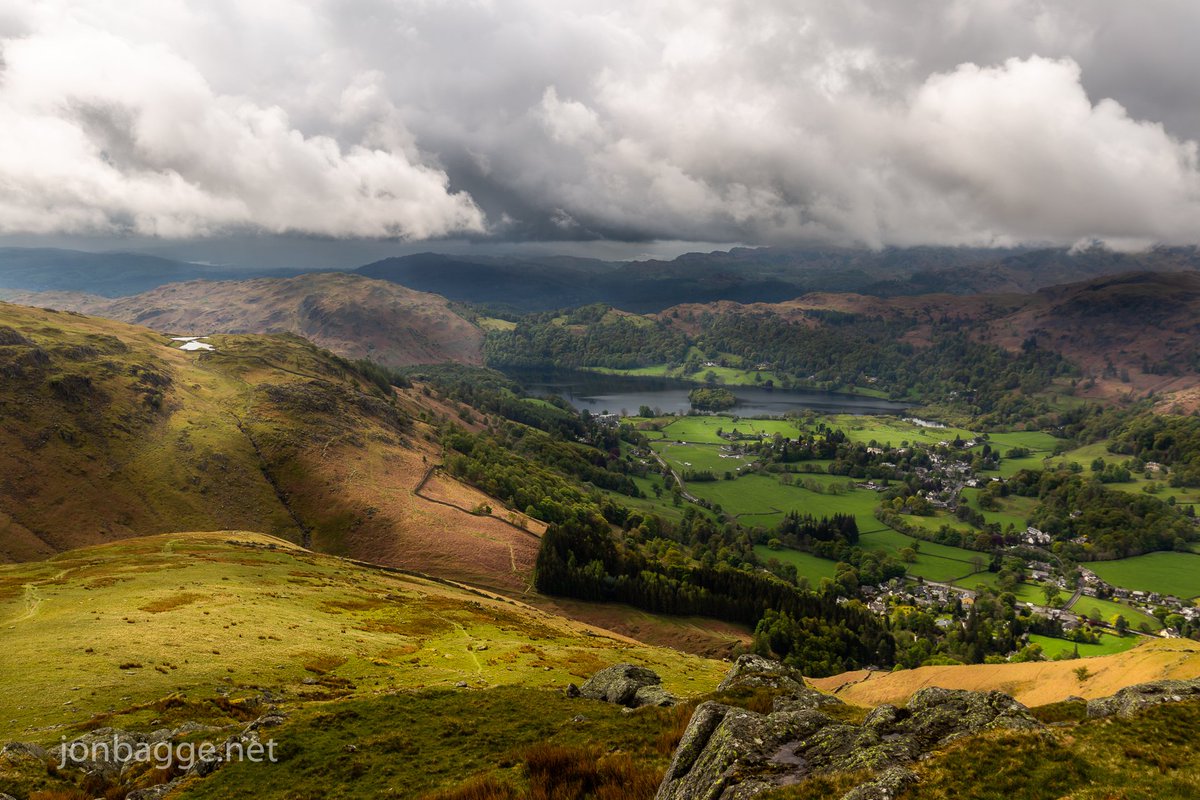 bagge_jon's tweet photo. View of #Grasmere from Stone Arthur. From my 15x #Wainwrightfells walk yesterday along the #Helvellyn range.  The sun came out for just a few minutes. Got some hail, sleet and rain later, but all in all a great walk. #LakeDistrict https://t.co/NiTpgKCm4K