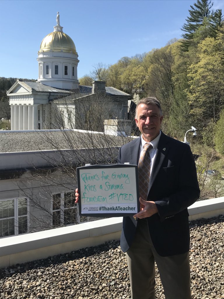 .<a href="/GovPhilScott/">Governor Phil Scott</a> joins #TeacherAppreciationWeek with a shout out to #vted for giving Vermont kids a strong foundation. #ThankATeacher #vtpoli