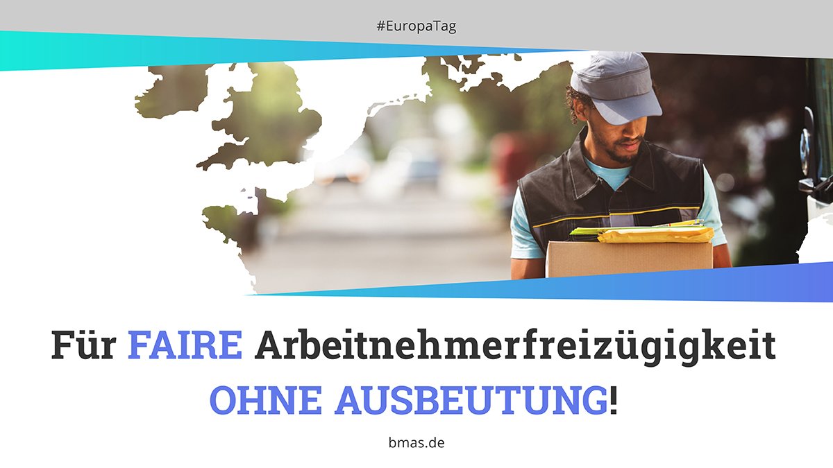 Paketbote auf Europakarte #EuropaTag Für faire Arbeitnehmerfreizügigkeit ohne Ausbeutung!