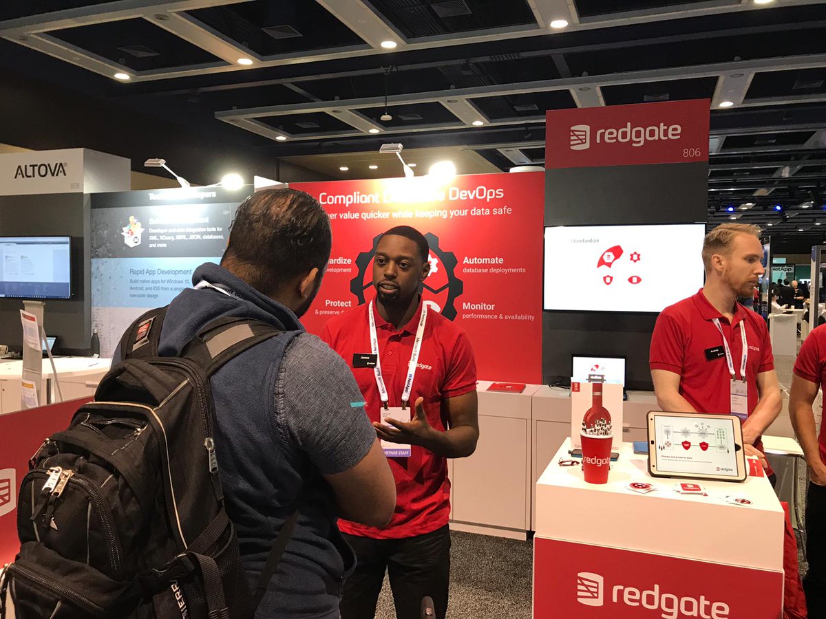 redgate's tweet photo. Come by our booth to learn more about how Redgate can help your organization implement Compliant Database DevOps #MSBuild #DBDevOps #DevOps https://t.co/PepqvJDOmX