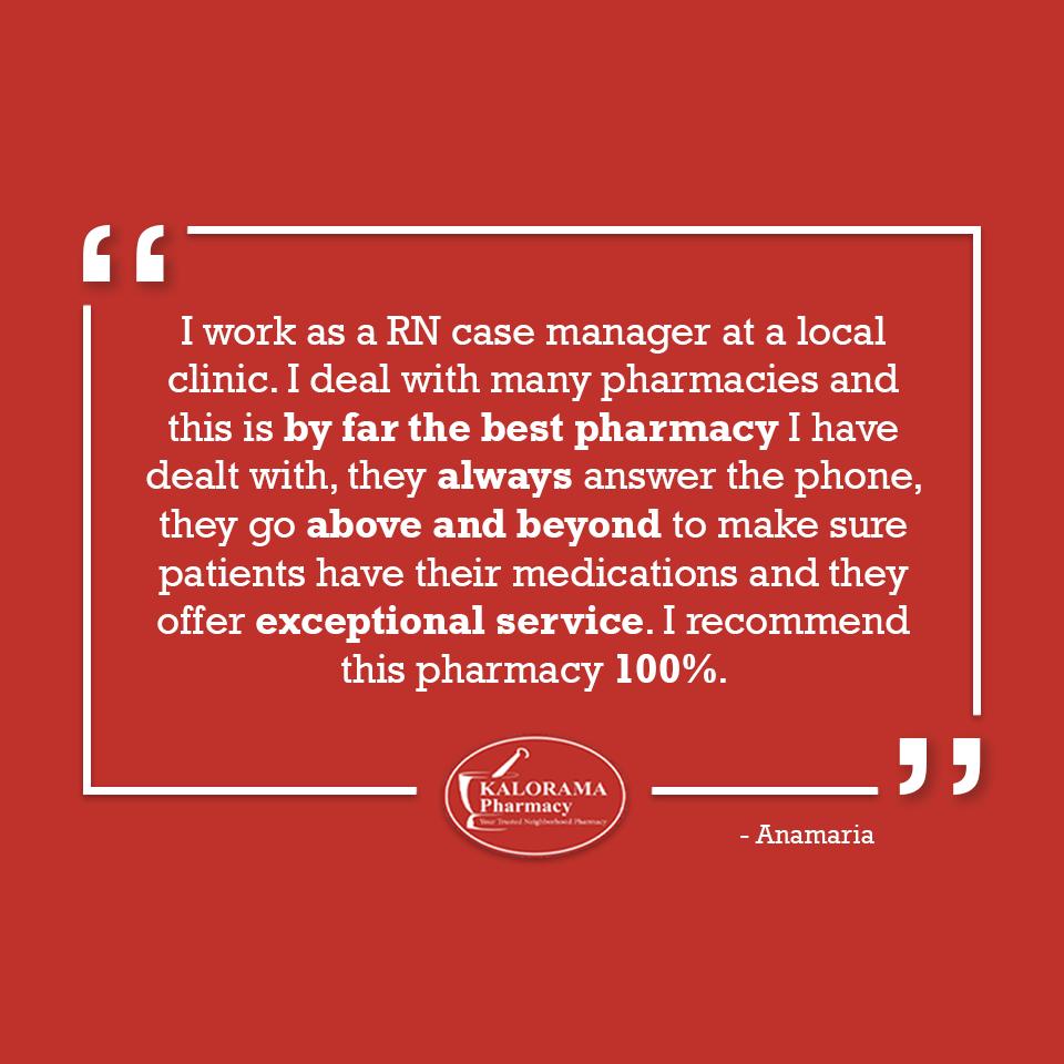We truly care about our customers and value their feedback greatly. Because of this, we focus our efforts on consistently providing you with the best customer service and medication possible. 

#pharmacy #customerreview #washingtondc