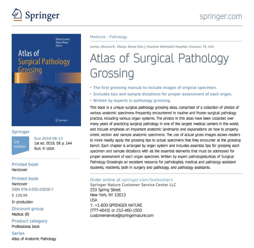 ziad_zaatari's tweet image. New Path Residents: Check out this Grossing Atlas with nearly 150 real gross specimens, sample dictations and tips. Written by Monica Lemos, an experienced PA and teacher at @MethodistHosp Book will be out in August, and you can pre order from Springer or Amazon. #grosspath
