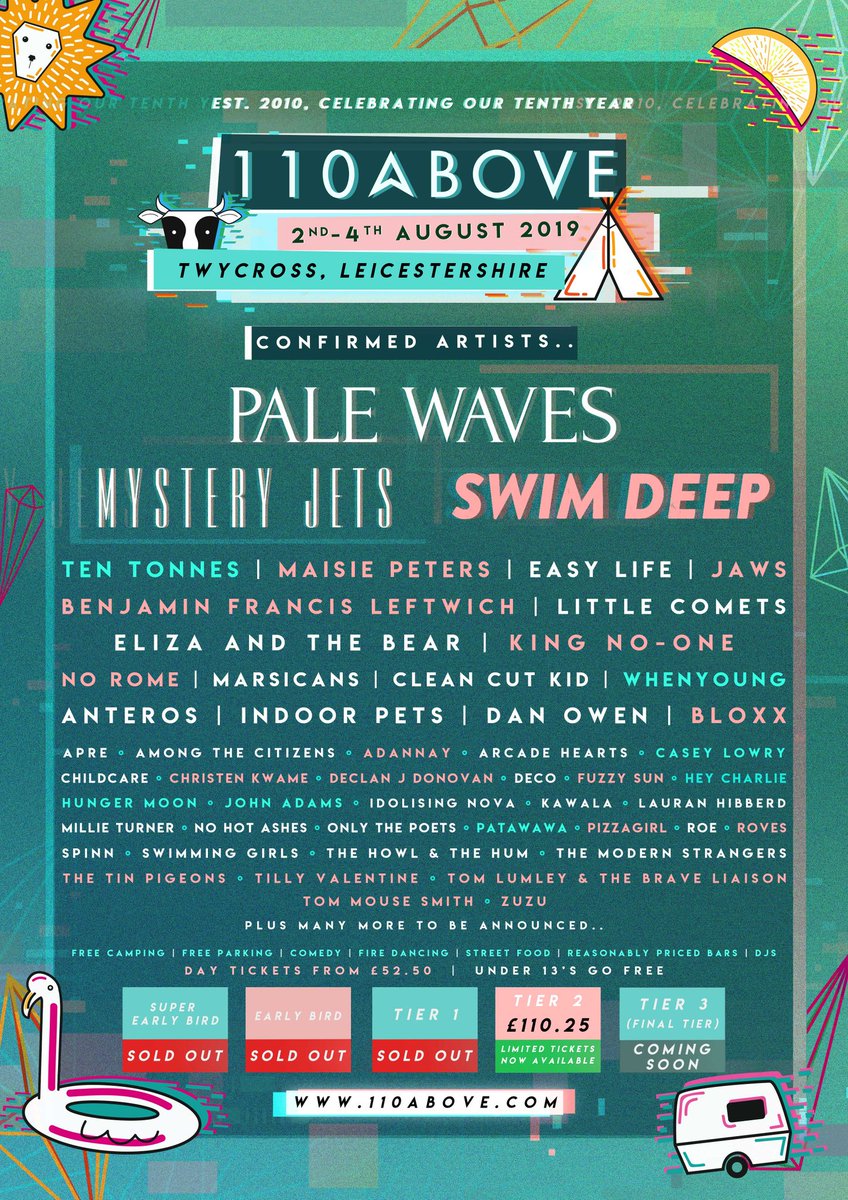 110Above's tweet photo. ⭐✨ 10 YEAR CELEBRATION COMPETITION TIME ✨⭐
Like, RT and tag at least two friends for a chance to win either 2 X weekend tickets OR buy a ticket before 31/05 and win £100 in tokens to spend during the weekend + side of stage access for a headliner of your choice! 🕺💃🎊 https://t.co/Hd0F7zzouq