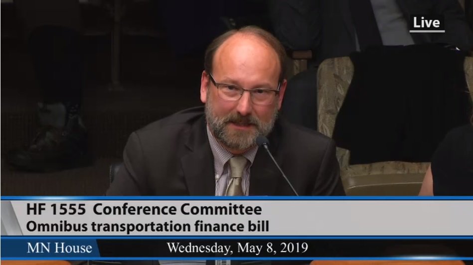 Will Schroeer of <a href="/EastMetroStrong/">East Metro Strong</a> at today's Transportation Conference Committee hearing: Efficient and reliable transit helps companies attract and retain employees. There's a strong business case for funding transit across Minnesota. We urge you to do so. #mnleg #transit #jobs