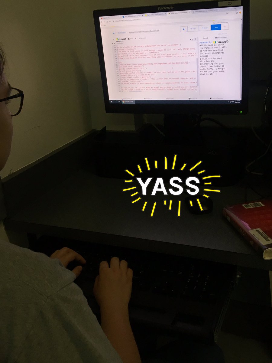 MrsBrem's tweet photo. Can you create a chat bot w/ @trinketapp? A website w/ @weebly? An interactive game w/ @scratch? Or an app w/ @thunkable? Because of @GirlsWhoCode...WE CAN!🎉@DDMSBuzz #girlswhocodeclub has one final meeting of the year coming up to share. What a productive one today! #DriveFwd https://t.co/lTobsCgMwu