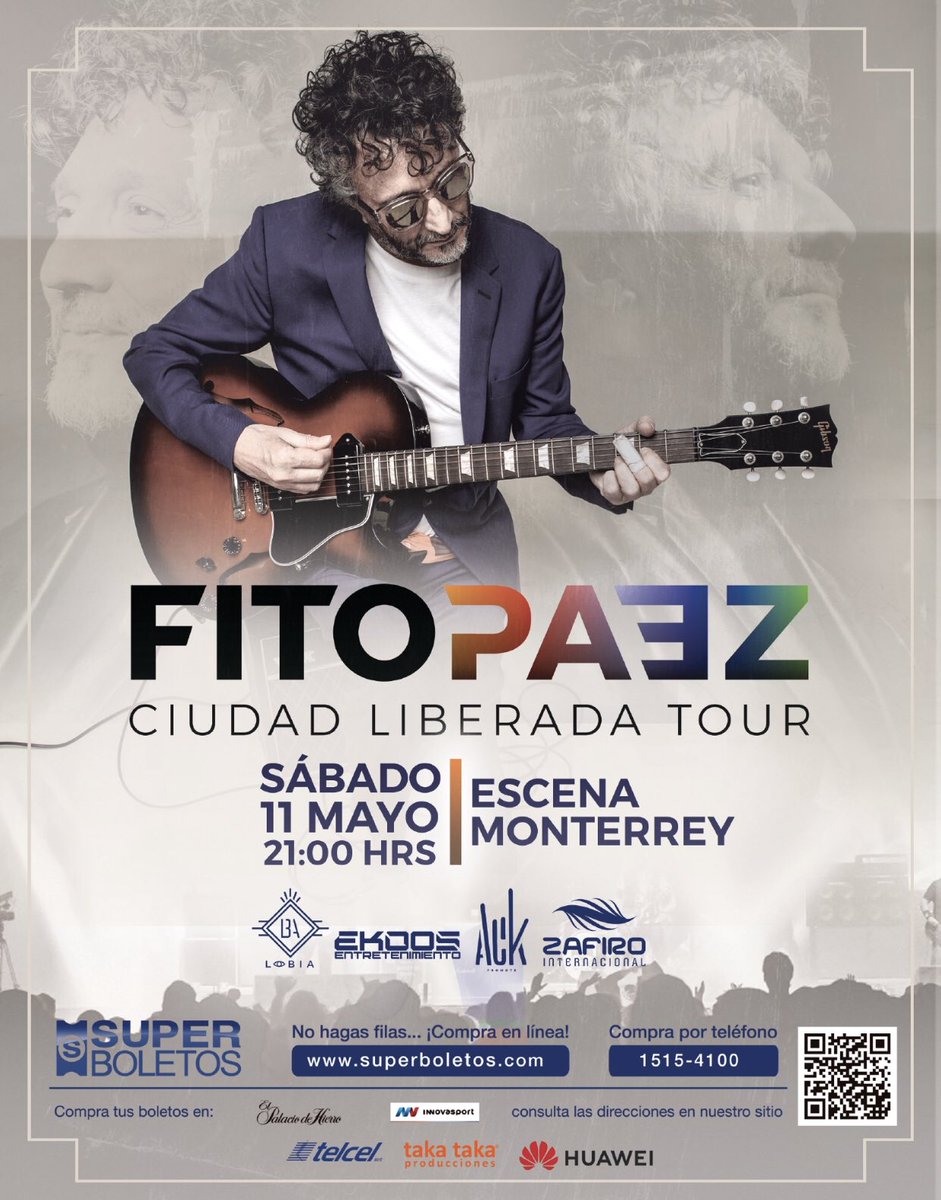 TakaTakaProd's tweet photo. El #TourTelcel este fin de semana en los Conciertos de:
- Monterrey: @FitoPaezMusica
- Los Mochis: @panchobarraza20
- Querétaro: Fito Páez, Heat @heathummingbird + @RandomV_Band Busca tus accesos *promocion limitada, en los CAT @Telcel con los equipos @HuaweiMobileMx https://t.co/EuItcorlL0