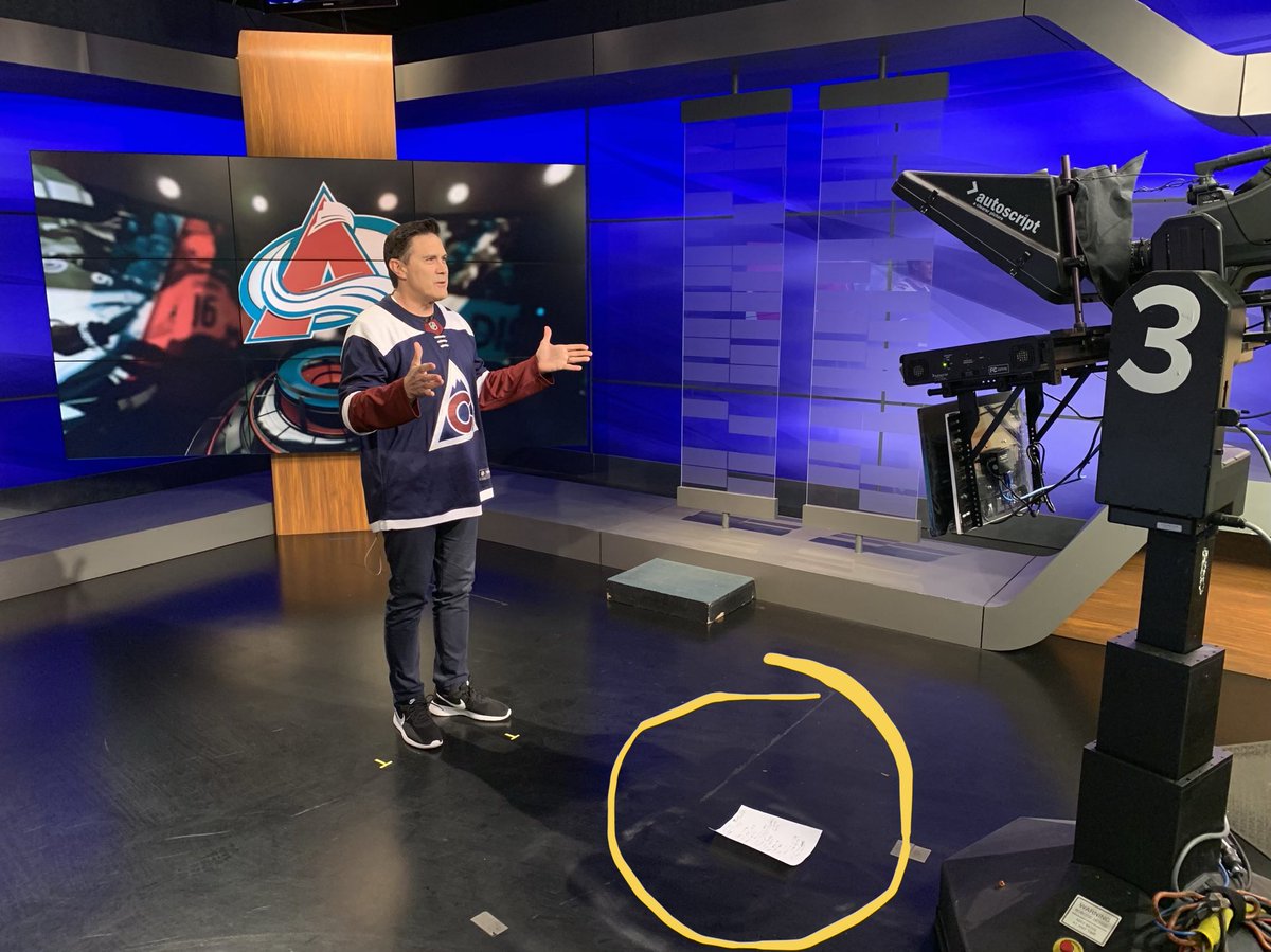 LandonHaaf's tweet photo. Don’t be fooled by the fancy camera... @lionelbienvenu’s prompter is that piece of printer paper on the floor 😂 https://t.co/DE6vUK9L43