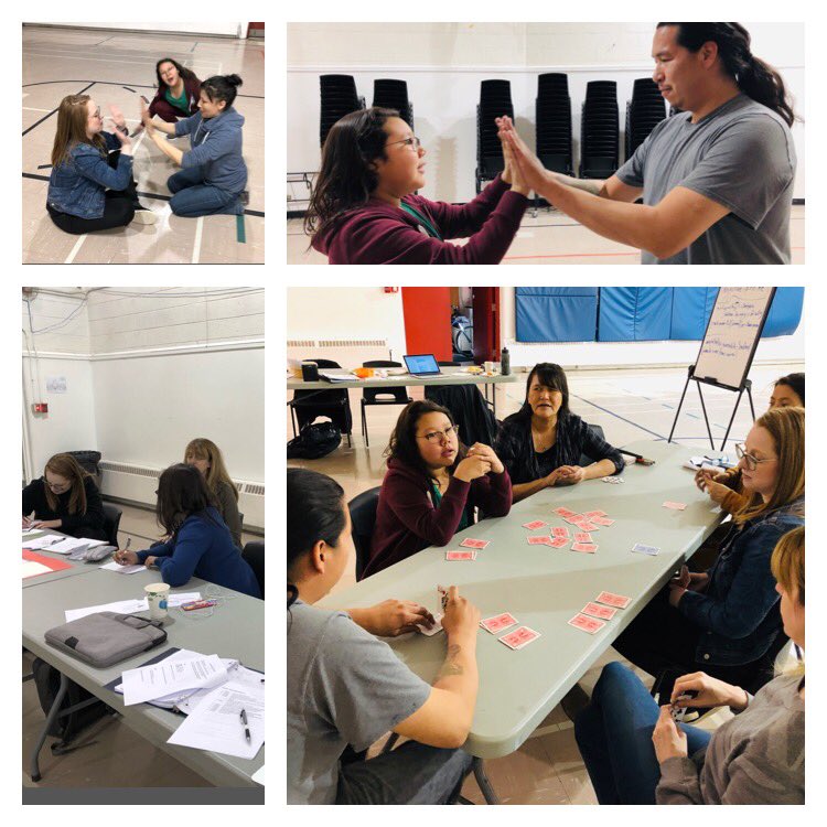 creeinstructor1's tweet photo. nehiyawak Language Experience Mini Cree workshop happening. #nLE @belindadaniels9 @BoyceMorin @andreasterzuk @dthunder2007 #speakcree #nehiyawak @ gathering place Regina. SK. Done Day 3. #metawetan #creegofish #handclappinggame https://t.co/ideg2vZ5xk