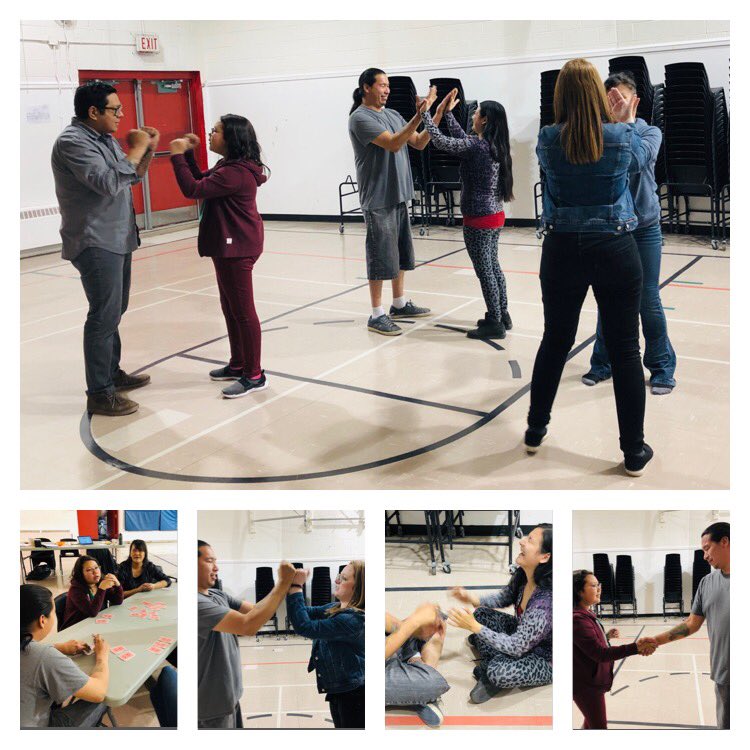 creeinstructor1's tweet photo. nehiyawak Language Experience Mini Cree workshop happening. #nLE @belindadaniels9 @BoyceMorin @andreasterzuk @dthunder2007 #speakcree #nehiyawak @ gathering place Regina. SK. Done Day 3. #metawetan #creegofish #handclappinggame https://t.co/ideg2vZ5xk