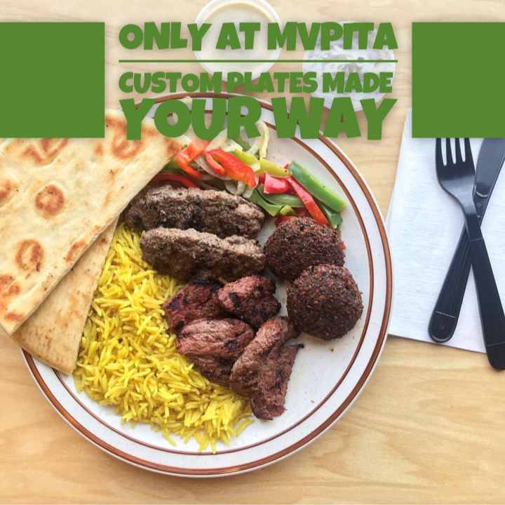 Come into MVPita for lunch or dinner!
•
📷: Pick 2 Plate Kefta and Steak with Rice, 2 piece Falafel and added grilled peppers/onions.
•
#mvpita #mediterranean #food #mesa #restaurant #plate #choose #delicious #pita