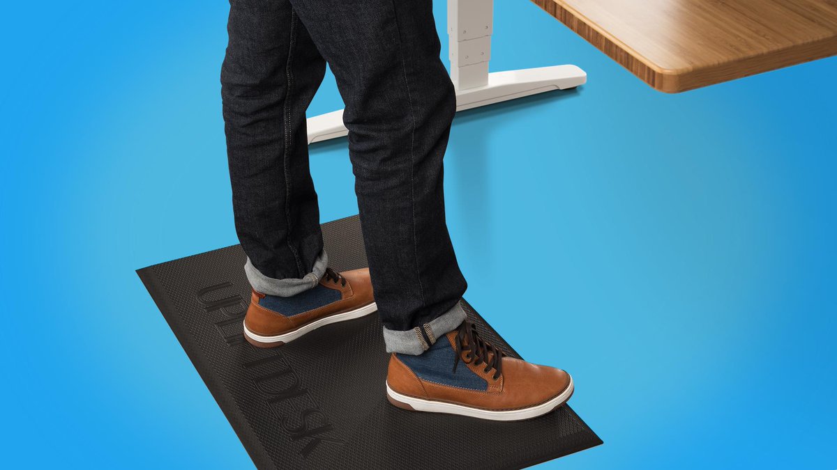 Stand longer and in greater comfort throughout the day with the Standing Desk Mat by UPLIFT Desk! Its rubberized gel foam is durable and supportive, while its textured surface helps prevent slipping. It's yours FREE when you get an UPLIFT Desk!

bit.ly/THS9601