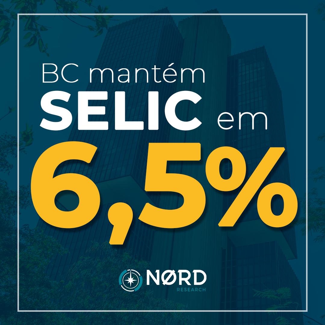 Copom mantém Selic estável em 6,5%.

#bancocentral #taxaselic #rendafixa #investimentos #nordresearch