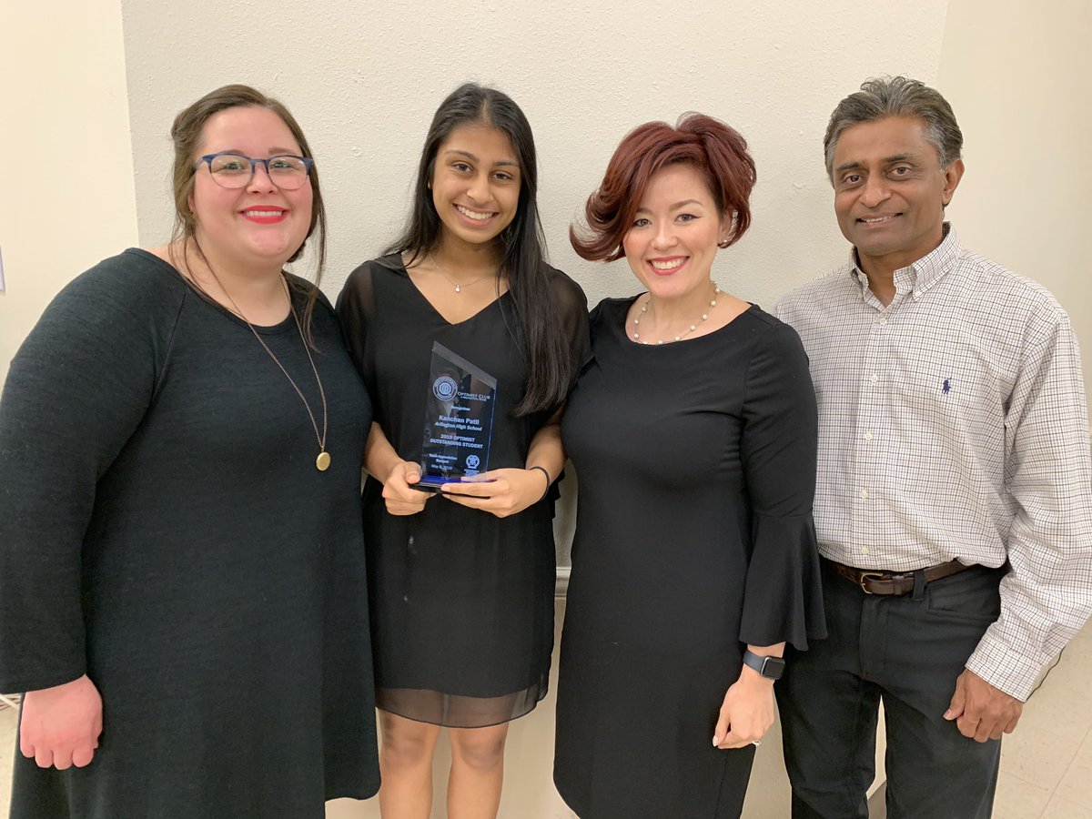 Congratulations to Kanchan P. for receiving one of the 2018-2019 Optimist Club of Arlington Student of the Year Awards and Scholarships! Tonight the Optimist Club honored her dedication to service, leadership, and athletics! <a href="/ArlingtonHigh/">Arlington High</a> #ColtsFamily