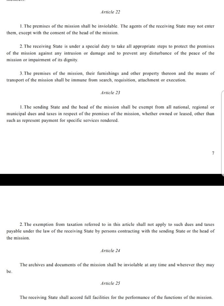 anyaparampil's tweet photo. Article 25 of Vienna Diplomatic Convention: “The receiving State shall accord full facilities for the performance of the functions of the mission.”
@PepcoConnect your shutdown at Venezuela’s embassy is a violation of international law. Are you prepared to defend this? https://t.co/78ly3M9pMq