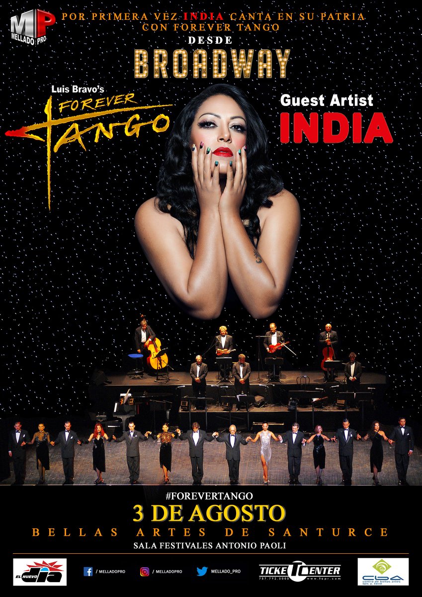 PUERTO RICO !
August 3 - Bellas Artes de Santurce 
.
#forevetangoshow #forevertango #puertorico #indiaproductions #princesadelasalsa #luisbravo #broadway #broadwayshows #santurce #bellasartesdesanturce @indiaproduction  #tango #melladoproductions #joseantoniomellado