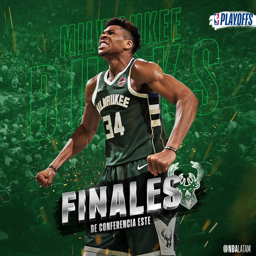 NBALatam's tweet photo. -1era vez en Finales de Conferencia desde 2001.
-La 2da aparición en Finales de Conferencia en los últimos 30 años.

¡Los @Bucks de Giannis están haciendo historia en estos #NBAPlayoffs! https://t.co/V9LNtMgRGz