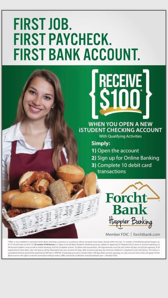 HeidieRidner's tweet photo. Who wants $100?  Come see us at Forcht Bank and we will get you all set up!  Let me know if you have questions. https://t.co/RqSvqiB47V