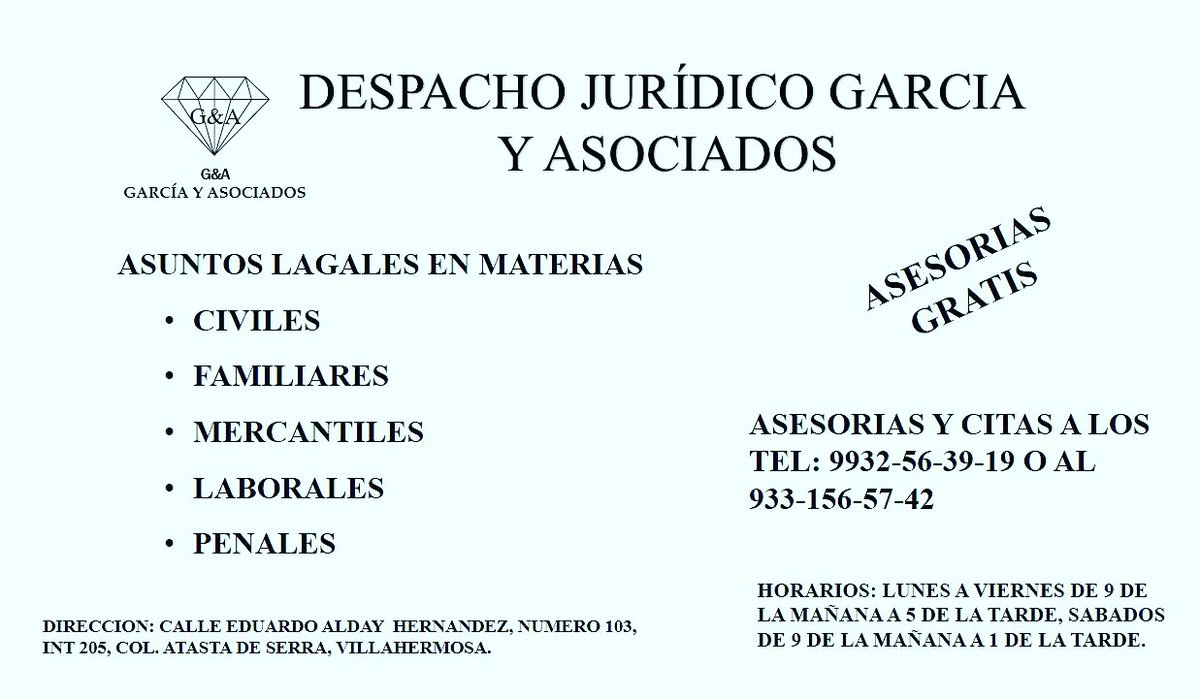 marcela9013's tweet photo. Somos un despacho serio y confiable, asesorías y citas a los teléfonos 9932-56-39-19 o al 933-156-57-42 o visítenos en calle Eduardo Alday Hernández número 103, int 205, de la colonia Atasta de Serra, en Villahermosa por el hospital del ISSSTE en 27 de febrero. https://t.co/dFCjWfxtqe