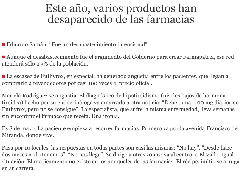 LuisCarlos's tweet photo. Noticias de 2012 sobre la escasez de medicamentos en Venezuela.
- Nicolás Maduro aún no era presidente.
- Donald Trump tampoco
- No había sanciones contra funcionarios
- Petróleo a +$100 el barril
- Producíamos +3.000.000 barriles/día
- El chavismo controlaba la Asamblea Nacional https://t.co/nvL4Hc1fqg