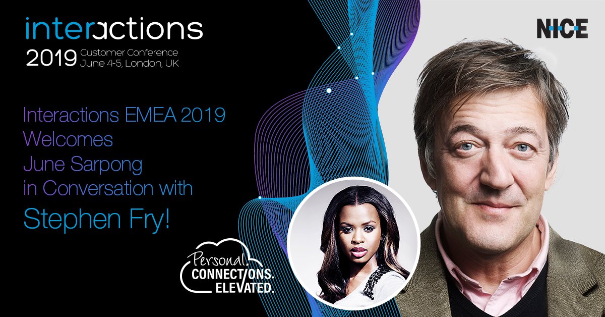 craignicoll3's tweet photo. Who better than dynamic TV presenter @junesarpong to join the award-winning actor and writer Steven Fry in conversation at Interactions 2019 London?

Register now >>
https://t.co/84dq2uGFVg

#NICEi19London #veryNICE https://t.co/09b5V0Axfo