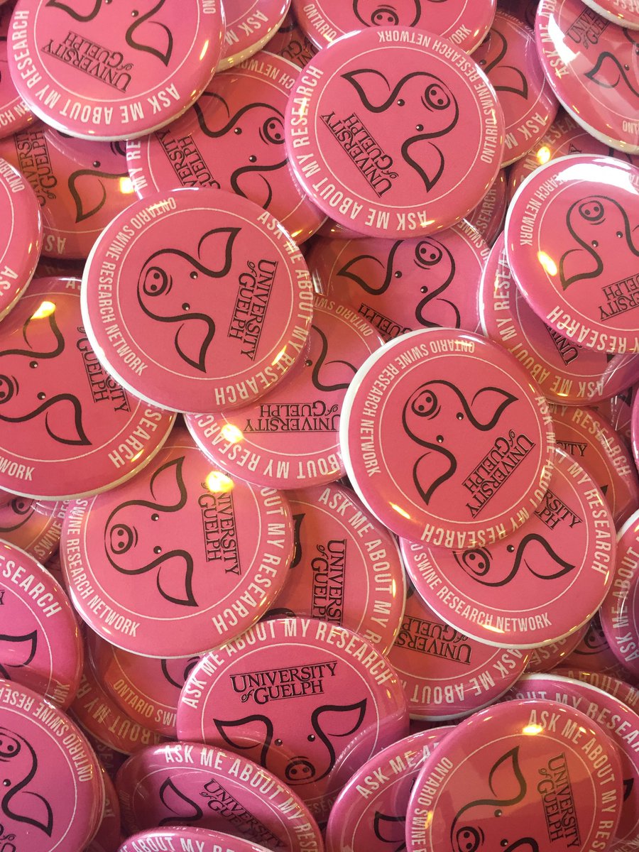 UoG Swine Research Day is TOMORROW! The day starts at 8:30 and we can’t wait to see you there!! If you see someone wearing one of these buttons, ask them about their research 🐷#UGSwineResearch <a href="/uofg/">University of Guelph</a> <a href="/OntVetCollege/">Ontario Veterinary College</a>