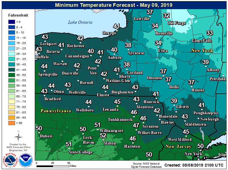 Mainly clear skies early tonight for most before clouds increase late.  Chilly temps with lows in the 30s and 40s. #nywx #pawx