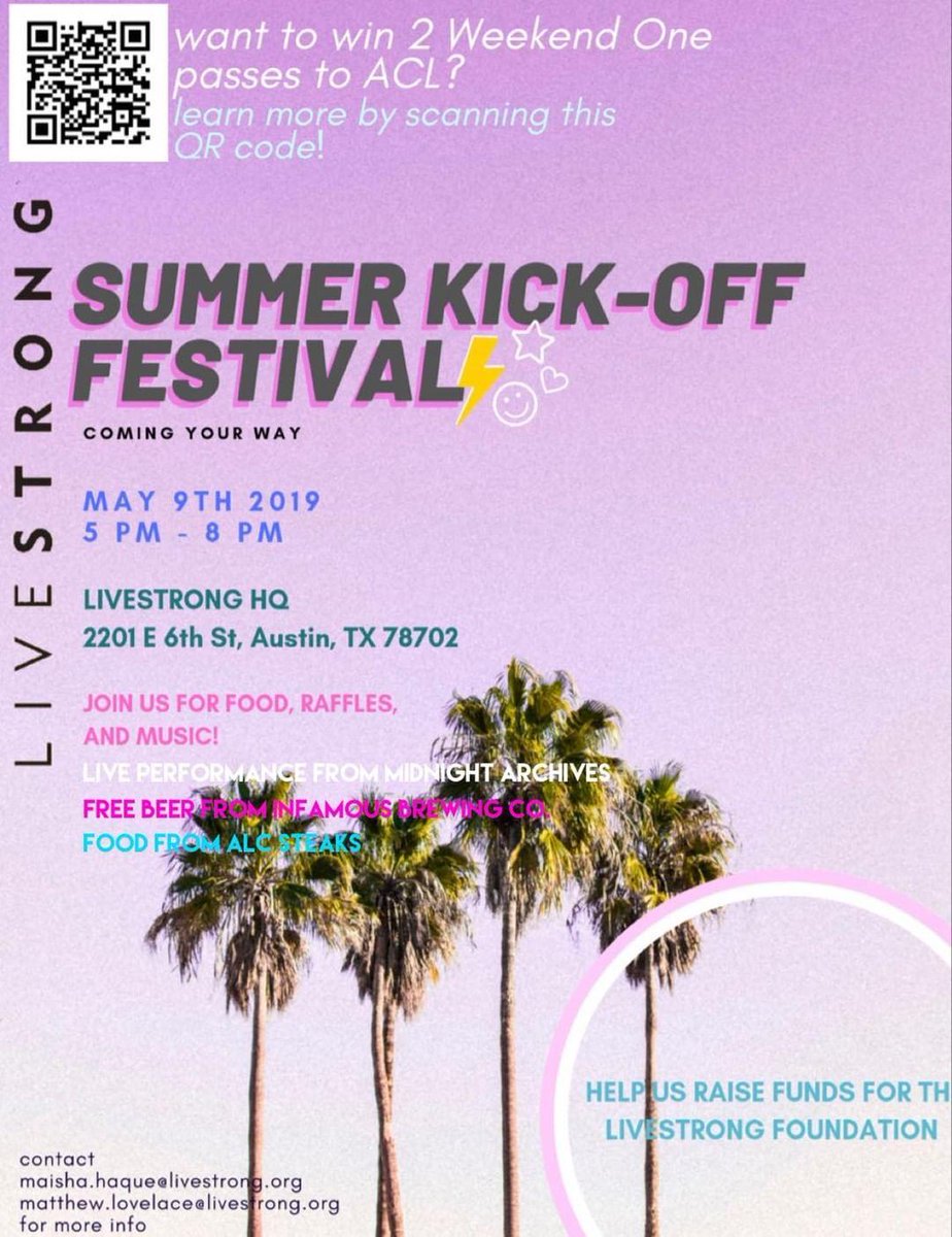 FREE food, beer, live music, and a chance to win 2 ACL passes- what more could you want??

Come jam &amp; dance w us tomorrow 😛