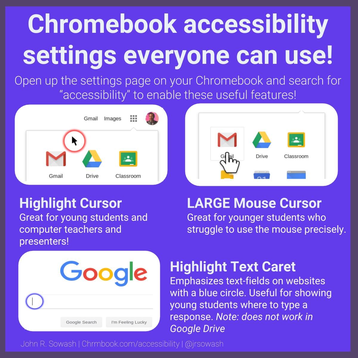 jrsowash's tweet image. Elementary teachers: turn on these mouse accessibility features to help your littles use the mouse pointer more effectively!

More Accessibility Tips: bit.ly/2Zgpayk

#elechat #gafe4littles